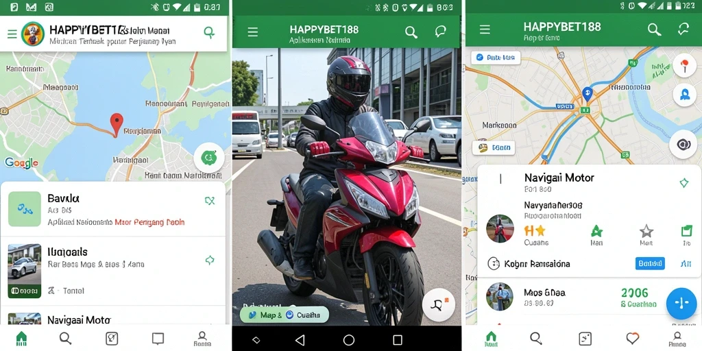 Antarmuka aplikasi HAPPYBET188 yang menampilkan navigasi motor yang akurat.