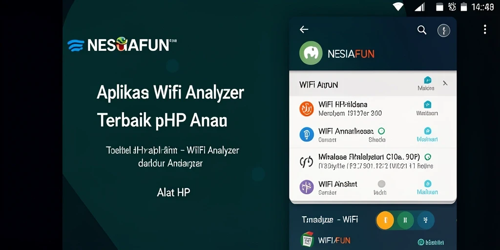 Tampilan antarmuka NESIAFUN dengan grafik dan analisis jaringan WiFi.