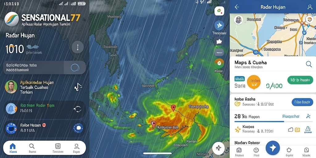 Antarmuka aplikasi SENSATIONAL77 yang menampilkan fungsi Radar Hujan.