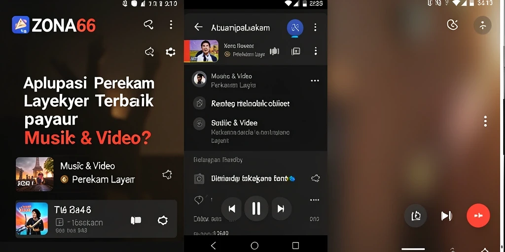 Tampilan antarmuka ZONA66 untuk fungsi Perekam Layar yang intuitif.